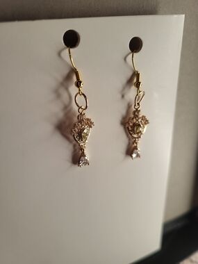 Handmade Drop Dangle Earrings with Yellow Stones